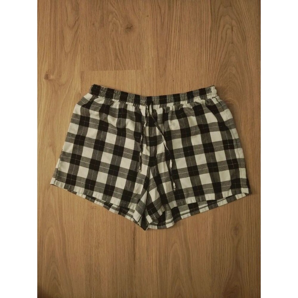 Maurices black and white checked flannel sleep shorts